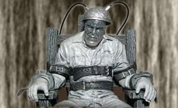 Old electric chair inside haunted house