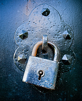 Antique Rusty Lock on Castle door.
