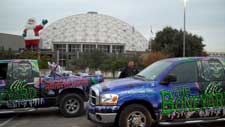 Haunted House trucks with toys in front of Casa Manana Fort Worth.